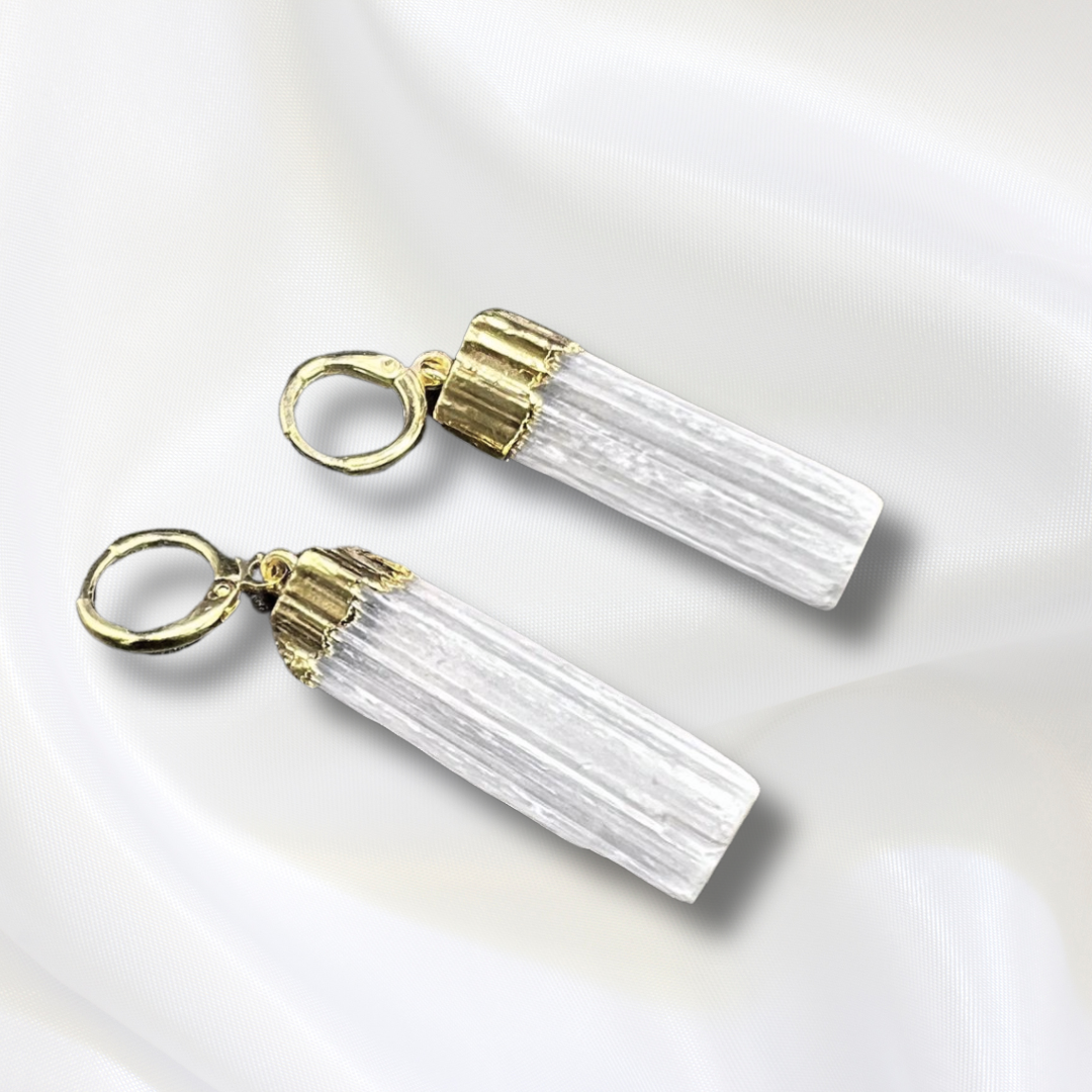 Amala Gold Selenite Earrings